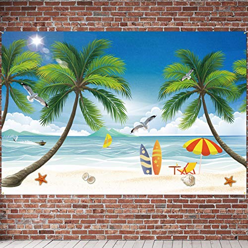 PAKBOOM Beach Scene Backdrop Banner - Hawaiian Summer Theme Birthday Party Decorations Photo Booth Supplies - 3.9 x 5.9ft