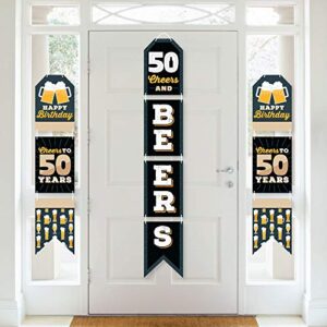 big dot of happiness cheers and beers to 50 years – hanging vertical paper door banners – 50th birthday party wall decoration kit – indoor door decor
