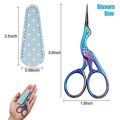 Weabetfu 3.6-inch Small Sewing Scissors with Leather Scissors Cover,Stainless Steel Stork Craft Scissors DIY Tools,Dressmaker Shears Scissors for Embroidery,Craft,Needlework,Artwork & Everyday Use