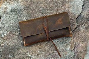 personalized distressed leather pencil pouch/retro leather pen pencil case/small cosmetic bag pp05ss