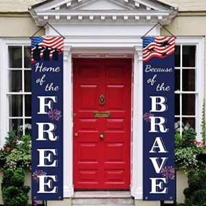 american flag patriotic porch sign hanging banner – patriotic party decor supplies for 4th of july decorations/ memorial day/ veterans day/ independence day/ labor day – outdoor/ indoor/ home/ wall