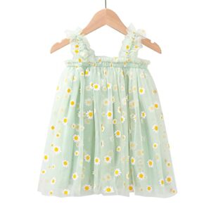 fryaid toddler baby girl tutu dress tulle lace sleeveless princess sundress summer birthday party clothes green