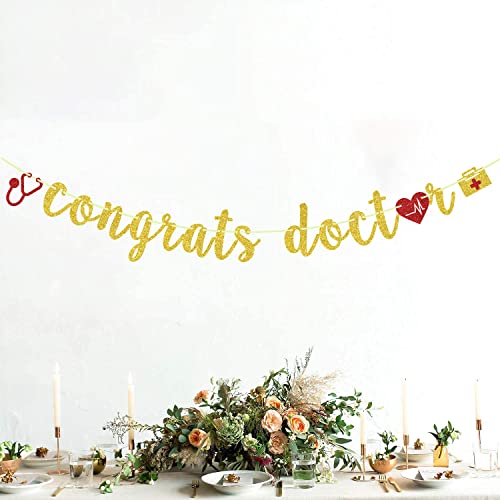 Gold Glitter Doctor Decorations, Congrats Doctor Banner, 2022/2023 Doctor Graduation Sign, School Nurse Office Decorations