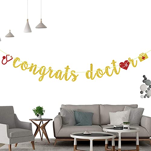 Gold Glitter Doctor Decorations, Congrats Doctor Banner, 2022/2023 Doctor Graduation Sign, School Nurse Office Decorations