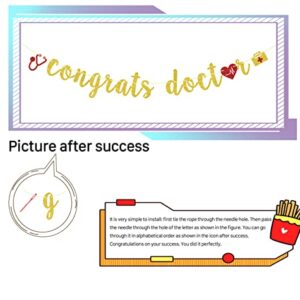 Gold Glitter Doctor Decorations, Congrats Doctor Banner, 2022/2023 Doctor Graduation Sign, School Nurse Office Decorations
