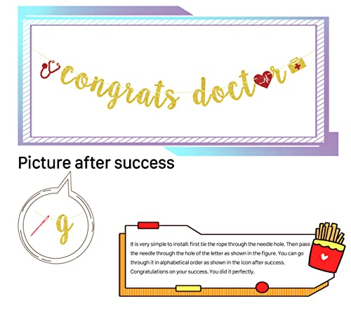 Gold Glitter Doctor Decorations, Congrats Doctor Banner, 2022/2023 Doctor Graduation Sign, School Nurse Office Decorations