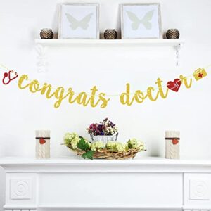 Gold Glitter Doctor Decorations, Congrats Doctor Banner, 2022/2023 Doctor Graduation Sign, School Nurse Office Decorations