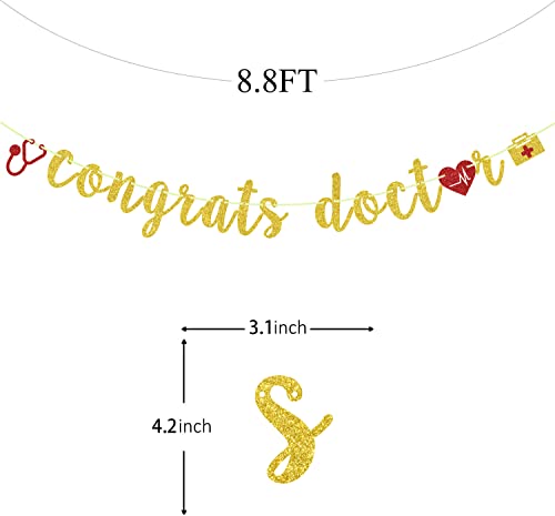 Gold Glitter Doctor Decorations, Congrats Doctor Banner, 2022/2023 Doctor Graduation Sign, School Nurse Office Decorations