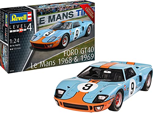 Revell Vell 07696 Ford GT 40 Le Mans 1968 Limited Edition Model Kit 1:24 Scale, Unvarnished