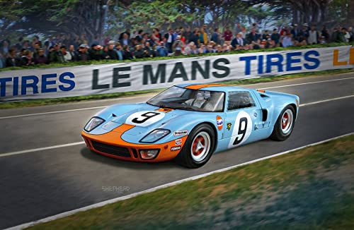 Revell Vell 07696 Ford GT 40 Le Mans 1968 Limited Edition Model Kit 1:24 Scale, Unvarnished