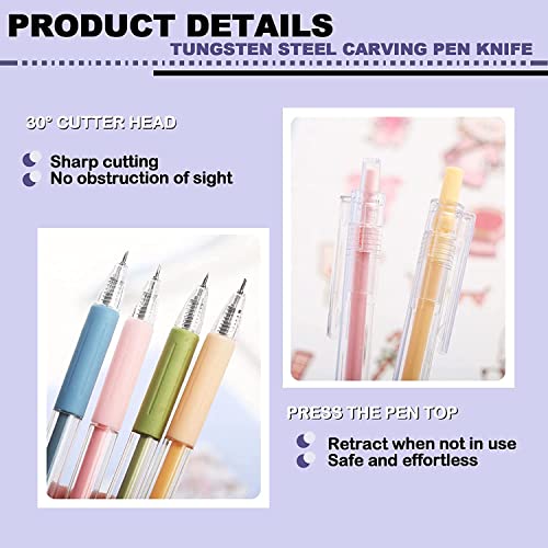 Paper Cutter Pen,Dapoprren Craft Cutting Pen,Knife Pen Craft Cutting Tools,Creative Retractable Precision Paper Cutting Carving Tools-6PCS