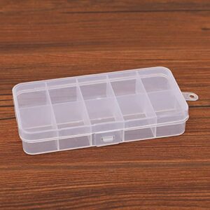 Ymemok 10 Grid Transparent Jewelry Box Organizer Storage Container,Ornament Fish Hook Screw Parts Storage Box