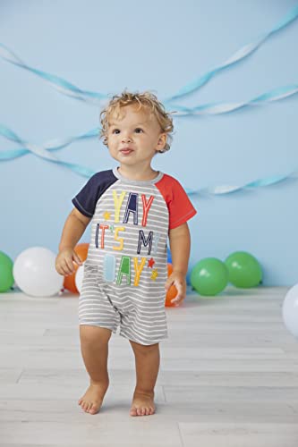 Mud Pie baby boys Mud Pie First Birthday It's My Day Shortall, 12-18 Months Shorts Set, Multi, Months US