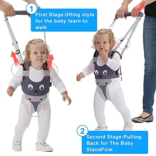 Baby Walking Harness, Adjustable Handheld Kids Walker Helper Toddler Infant Walker Harness Assistant Belt, Made of Breathable Knitted Fabric Layers,with 3pcs Baby Crawling Knee Pads