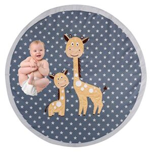 oberlux baby play mat memory foam – play mat for baby, machine washable, 49 inches-large non slip floor mat, playroom decor, baby crawling mat, tummy time mat, jungle animal safari theme baby mat.