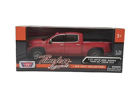 2019 Sierra 1500 SLT Crew Cab Pickup Truck Red 1/24-1/27 Diecast Model Car by Motormax 79361