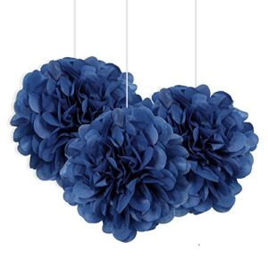 unique hanging tissue poms, 9″, royal blue