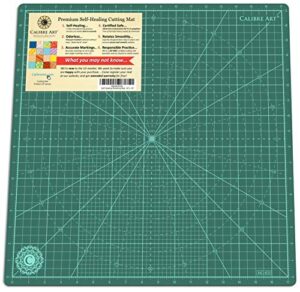 calibre art self healing rotating cutting mat 18×18 (17″ grid), perfect for quilting & art projects