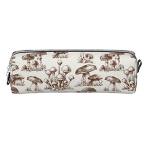 pencil bag pen case cosmetic makeup bag pen pencil stationery pouch bag case/pu leather small pencil pouch students stationery pouch zipper bag for pens, pencils, markers-mushroom