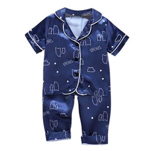 little baby girls boys pajamas set satin silk kids short sleeves sleepwear button down classic loungewear shorts