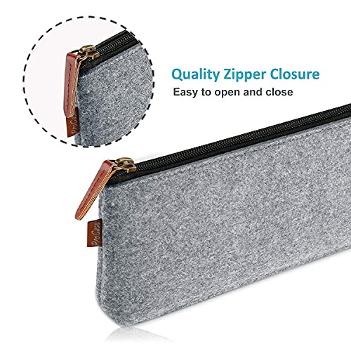 ProCase [2 Pack Black Soft PU Leather Pencil Bag Pen Case Bundle with [2 Pack] Grey Large Pencil Bag Pen Case