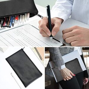 ProCase [2 Pack Black Soft PU Leather Pencil Bag Pen Case Bundle with [2 Pack] Grey Large Pencil Bag Pen Case