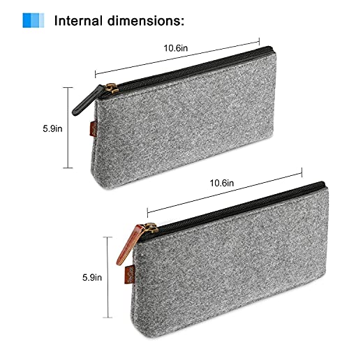 ProCase [2 Pack Black Soft PU Leather Pencil Bag Pen Case Bundle with [2 Pack] Grey Large Pencil Bag Pen Case