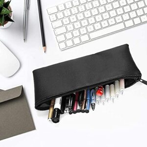 ProCase [2 Pack Black Soft PU Leather Pencil Bag Pen Case Bundle with [2 Pack] Grey Large Pencil Bag Pen Case