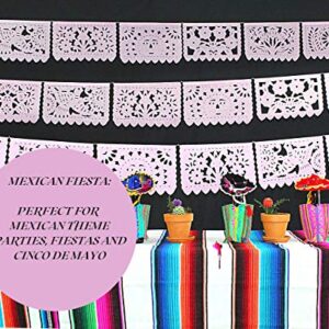 Mexican Banner Flags Light Pink Papel Picado Over 60 feet Long, Pastel Pink Tissue Paper Garland Decorations for All Occasions, Weddings, Quinceaneras, Birthdays, Fiesta Party Supplies WS2000