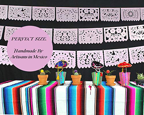 Mexican Banner Flags Light Pink Papel Picado Over 60 feet Long, Pastel Pink Tissue Paper Garland Decorations for All Occasions, Weddings, Quinceaneras, Birthdays, Fiesta Party Supplies WS2000