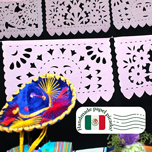 Mexican Banner Flags Light Pink Papel Picado Over 60 feet Long, Pastel Pink Tissue Paper Garland Decorations for All Occasions, Weddings, Quinceaneras, Birthdays, Fiesta Party Supplies WS2000