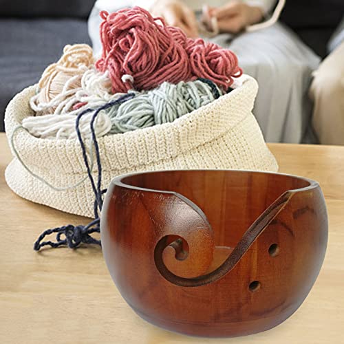 Natural Wooden Yarn Storage Bowl Organizer Knitted Crocheted Sewing Holders