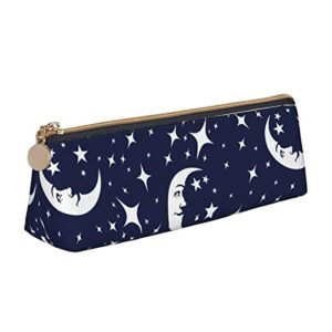 triangle leather pencil case with zipper moon and star pencil bag makeup cosmetic pouch for girls boys school work office