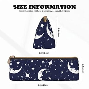 Triangle Leather Pencil Case With Zipper Moon And Star Pencil Bag Makeup Cosmetic Pouch For Girls Boys School Work Office