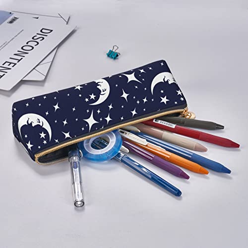 Triangle Leather Pencil Case With Zipper Moon And Star Pencil Bag Makeup Cosmetic Pouch For Girls Boys School Work Office