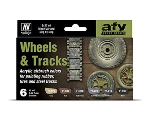vallejo wheels and tracks model air set, 17 ml (pack of 6)