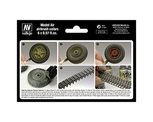 Vallejo Wheels and Tracks Model Air Set, 17 ml (Pack of 6)