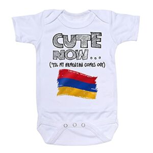 Cute Now Baby Armenia Bodysuit Til My Armenian Comes Out Country Pride Baby/Infant Jumpsuit in White Pick Size NB-18M (6M)