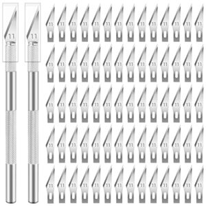 jetmore 72 pack craft knife exacto knife, steel hobby knife precision 2 handles knifes with 70pcs #11 hobby knife blades with storage case, craft knife kit for diy, art work, cutting, carving