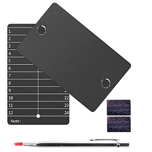 Crypto Seed Storage,Bitcoin Wallet,Cold Wallet Backup- BIP39 12 or 24 Words Recovery Phrase Backup Cryptocurrency Wallet with Engraving Pen(Double) (Grey)