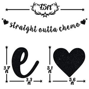 Black Glitter Straight Outta Chemo Banner, Kicking Cancer's Butt/I Kicked Cancer's Ass, Cancer Celebration Party Decor Supplies