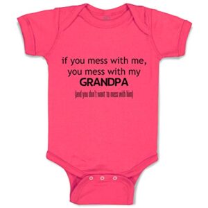 custom baby bodysuit you mess with me grandpa grandfather funny cotton boy & girl baby clothes hot pink design only newborn