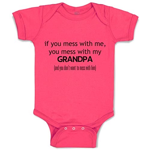 Custom Baby Bodysuit You Mess with Me Grandpa Grandfather Funny Cotton Boy & Girl Baby Clothes Hot Pink Design Only Newborn