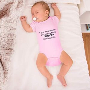 Custom Baby Bodysuit You Mess with Me Grandpa Grandfather Funny Cotton Boy & Girl Baby Clothes Hot Pink Design Only Newborn