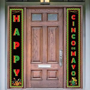 happy cinco de mayo banner mexican cinco de mayo porch sign mexican theme wall hanging flag mexican fiesta celebration welcome yard sign front door holiday party decor