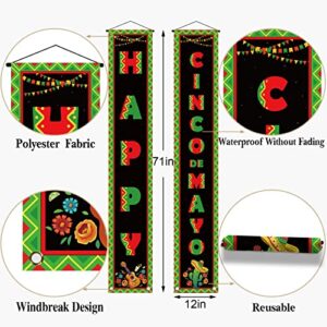 Happy Cinco De Mayo Banner Mexican Cinco De Mayo Porch Sign Mexican Theme Wall Hanging Flag Mexican Fiesta Celebration Welcome Yard Sign Front Door Holiday Party Decor