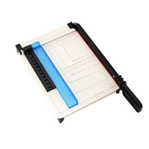 texalan paper cutter letter size paper trimmer 12” cut length 12 sheet capacity guillotine paper photo cutter with magnet clamp, paper guide, size guideline