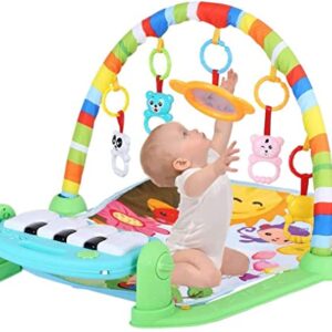 JODIYAAH Baby Gym 3-in-1 Activity Play Mat, Kick and Play Piano Gym with 5 Infant Learning Sensory Baby Toys, Musical Boy & Girl Gifts for Newborn Baby 0+ Months, Baby Play Gym Activity Mat