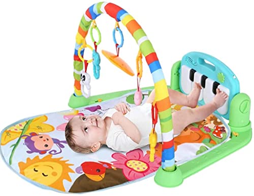 JODIYAAH Baby Gym 3-in-1 Activity Play Mat, Kick and Play Piano Gym with 5 Infant Learning Sensory Baby Toys, Musical Boy & Girl Gifts for Newborn Baby 0+ Months, Baby Play Gym Activity Mat