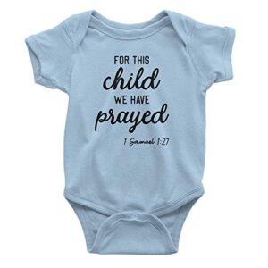 aprojes for this child we have prayed baby bodysuit – christian baby clothes (6 months, light blue)